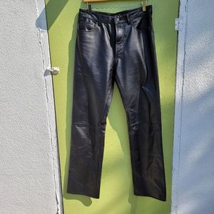 Men's Genuine Leather Black Pants